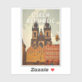 Sticker Czech Republic Illustration Travel Art Vintage (Feuille)
