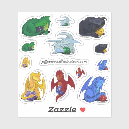 Sticker D20 Dragons (Feuille)