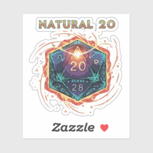 Sticker D20 enflammé 20 Naturel Critique épique D&D