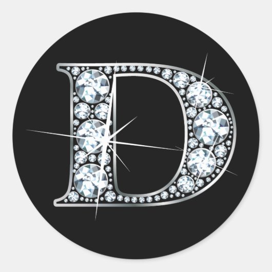 Sticker "D" Faux-"Diamond Bling" (Devant)