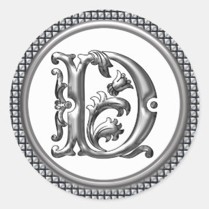 Sticker D rond initial en argent
