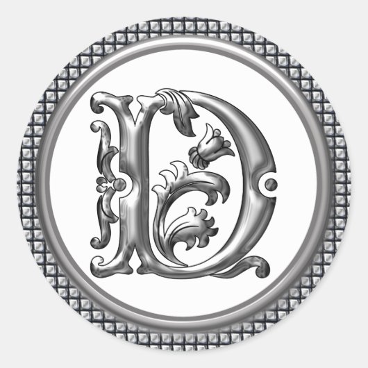 Sticker D rond initial en argent (Devant)