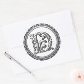 Sticker D rond initial en argent (Enveloppe)