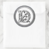 Sticker D rond initial en argent (Sac)