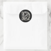 Sticker D rond initial en argent (Sac)
