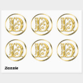 Sticker D rond initial en or (Feuille)