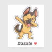 Sticker Dabbing German Shepherd Amoureux des chiens Garçon (Feuille)
