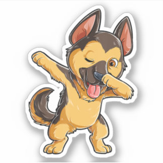 Sticker Dabbing German Shepherd Amoureux des chiens Garçon