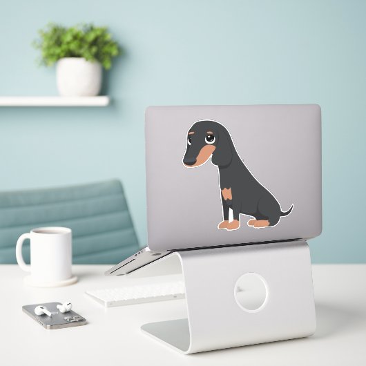 Sticker Dachshund (Ordinateur portable sur le bureau)