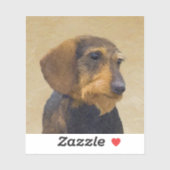 Sticker Dachshund (À poils durs) Peinture Chien Art origin (Feuille)