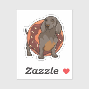 Sticker Dachshund avec Donut