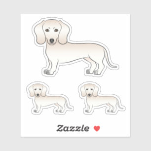 Sticker Dachshund Cartoon Chien Crème Anglaise Pelage Liss
