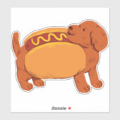 Sticker Dachshund Chien en costume hot chien Custom-Cut Vi (Feuille)