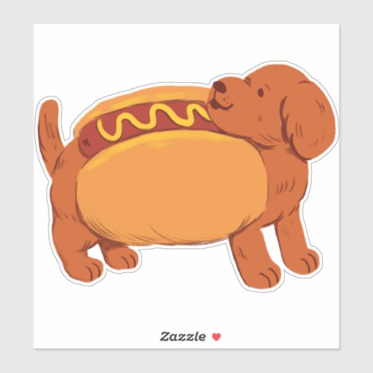 Sticker Dachshund Chien en costume hot chien Custom-Cut Vi (Feuille)