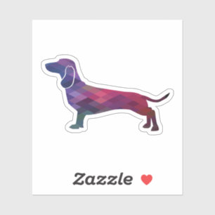 Sticker Dachshund Chien race Geo Silhouette Purple