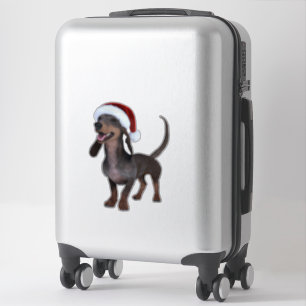Sticker Dachshund Chien Saucisse Prêt pour les Fêtes avec