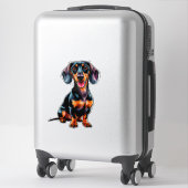 Sticker Dachshund de dessin animé coloré (Sur valise)