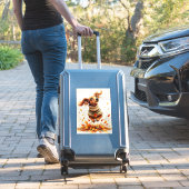 Sticker Dachshund jouant dans les feuilles d'automne (Valise Insitu)