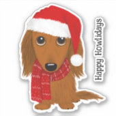 Sticker Dachshund Père Noël Wiener Chien Noël (Devant)