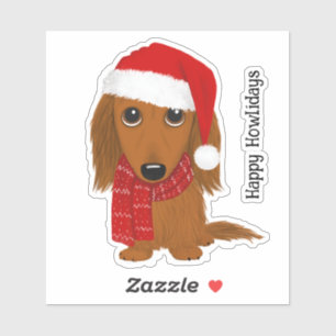 Sticker Dachshund Père Noël Wiener Chien Noël