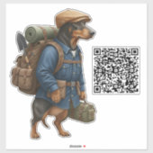 Sticker Dachshund randonneur + Code QR (Feuille)