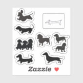Sticker Dachshund Silhouette Noire (Feuille)
