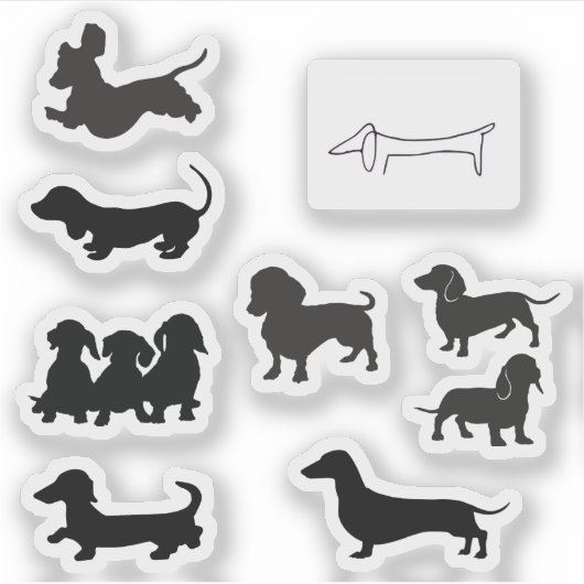 Sticker Dachshund Silhouette Noire (Devant)