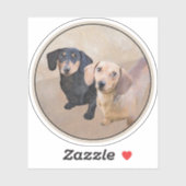 Sticker Dachshund (Smooth) Peinture - Art Chien original (Feuille)