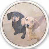 Sticker Dachshund (Smooth) Peinture - Art Chien original (Devant)