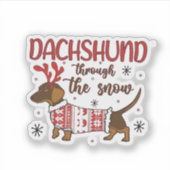 Sticker Dachshund Through The Snow Christmas Dog Lover (Devant)