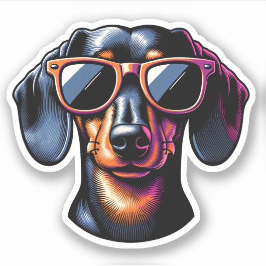Sticker Dachshund Vinyl - Lunettes de soleil (Devant)