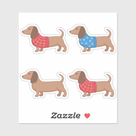 Sticker Dachshund Wiener Chien dans Sweater Set 4 (Feuille)
