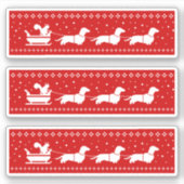 Sticker Dachshunds Sleigh de Noël avec l'écureuil vacances (Devant)