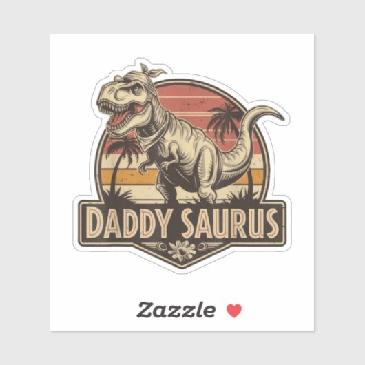 Sticker Daddy Saurus T Rex Dinosaur Daddy Saurus (Feuille)