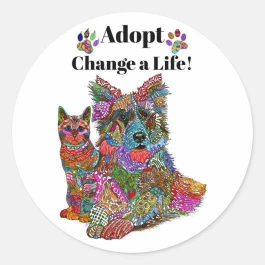 Sticker d'adoption de chats et de chiens mignons e (Devant)