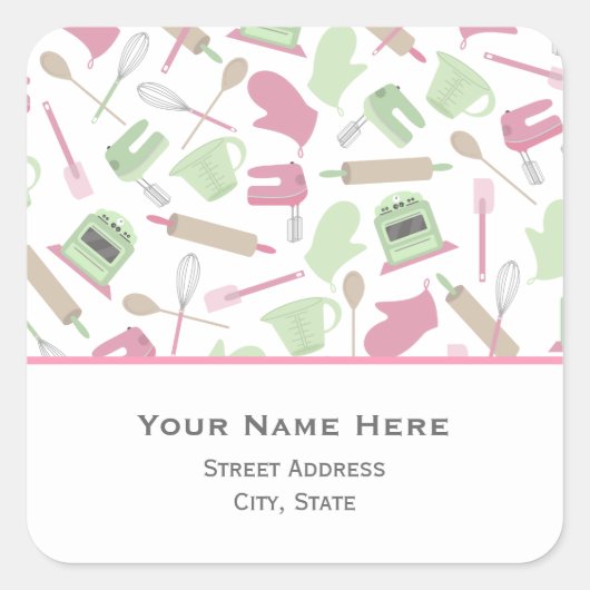 Sticker d'adresse à thème cuisine (Devant)