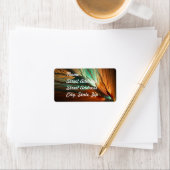 Sticker d'adresse Abstraite orange et verte (En situation)