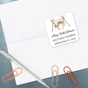 Sticker d'adresse Boho Baby shower Watercolor 1,5 