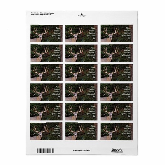 Sticker d'adresse de cerf (Feuille entière)