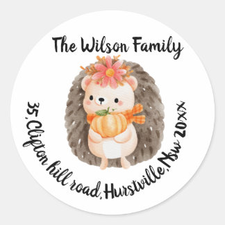 Sticker d'adresse de hérisson mignon