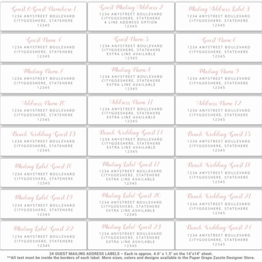 Sticker d'adresse de messagerie mariage Gray rose (Devant)