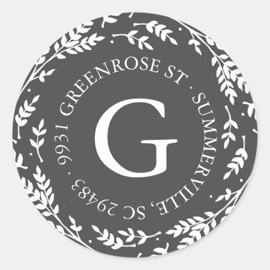 Sticker d'adresse de monogramme de couronne rustiq (Devant)