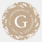 Sticker d'adresse de monogramme de couronne rustiq (Devant)