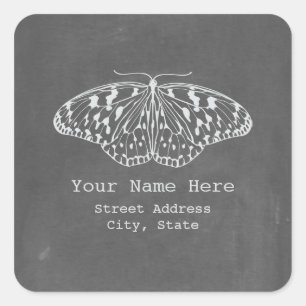 Sticker d'adresse de papillon inspiré du tableau d
