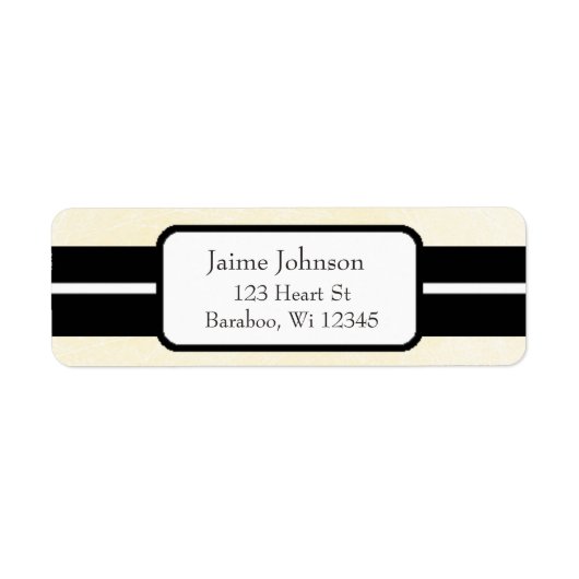 Sticker d'adresse de retour crème et noir (Devant)