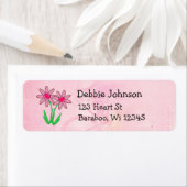 Sticker d'adresse de retour de fleurs roses (En situation)