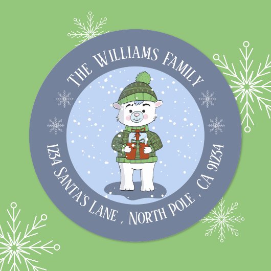 Sticker d'adresse de retour de l'ours bleu polaire