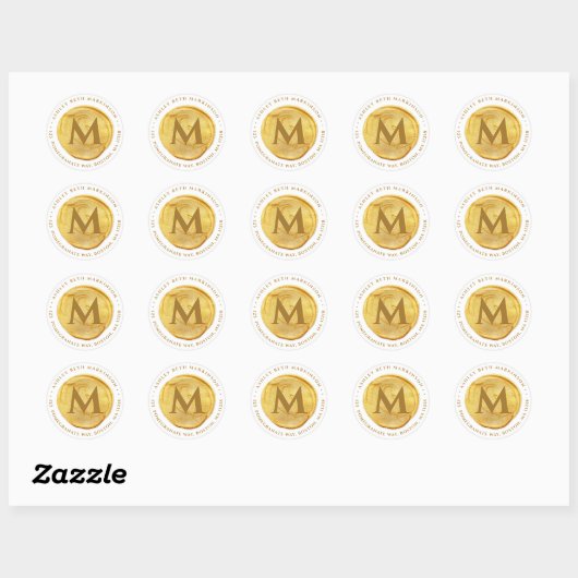 Sticker d'adresse de retour Monogram Gold Seal (Feuille)