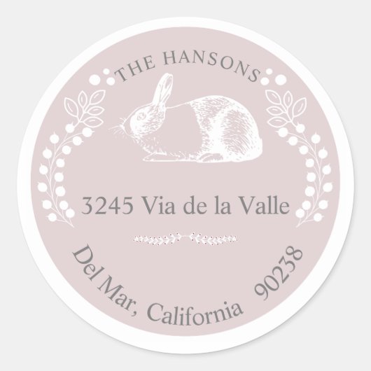 Sticker d'adresse de retour Pink Bunny (Devant)