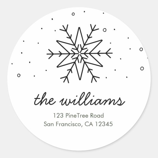Sticker d'adresse de retour simple Snowflake (Devant)
